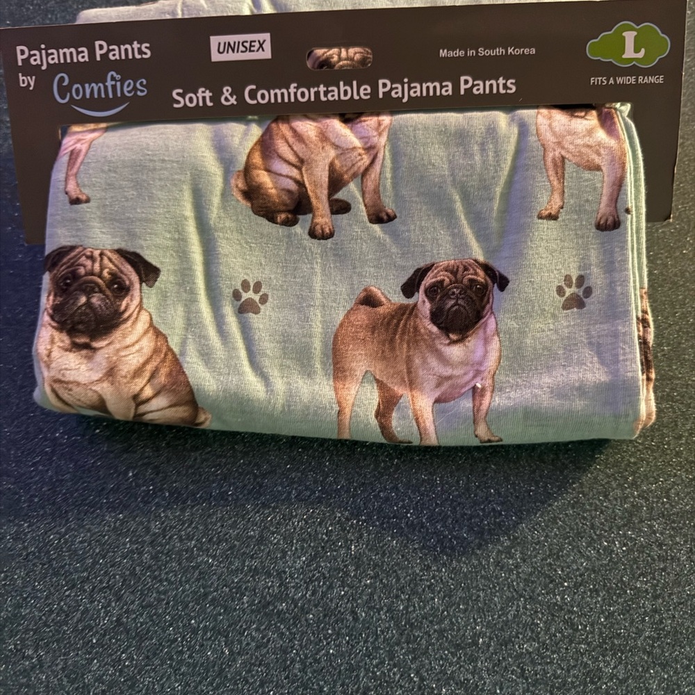Pug Print Pajama Pants - Green